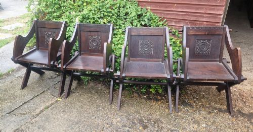 Set of 4 Oak Glastonbury Oak Armchairs.