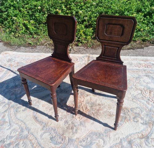Pair of Early 19th Century Mahogany Hall Chairs.