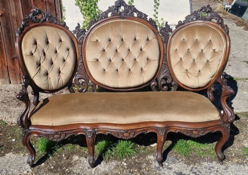 19th Century Mahogany Conversation Sofa.