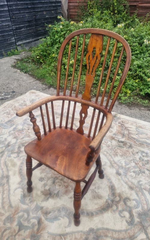 Victorian high back Windsor armchair.