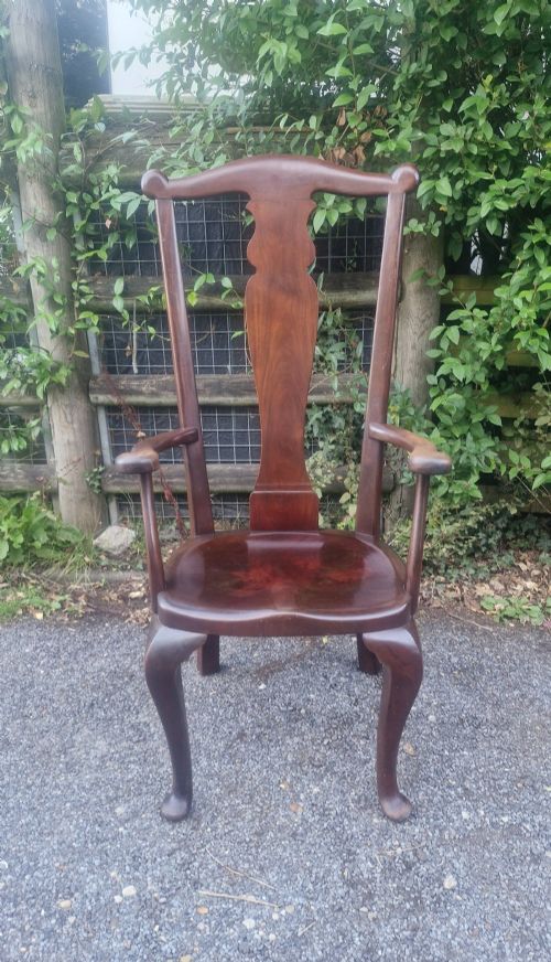 Well Made Mahogany Framed High Back Desk Armchair.