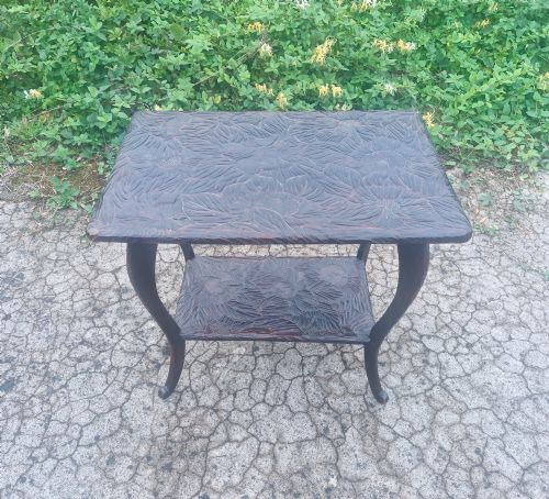 Large Carved 2 Tier Liberty's Occasional Table.