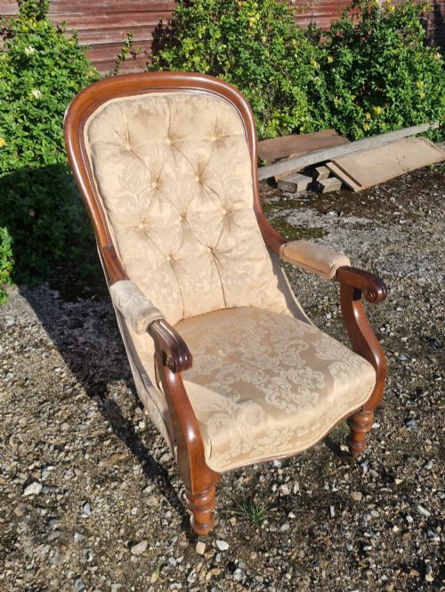 Victorian Mahogany Framed Upholstered Library Armchair.  Buy One and Get One Free.