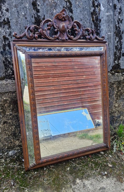 French Oak Framed Wall Mirror.