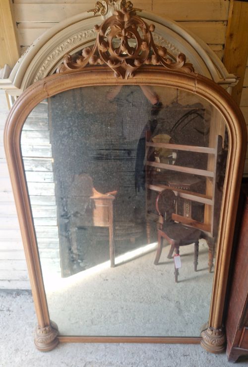 Large 19th Century Oak Framed Wall Mirror.