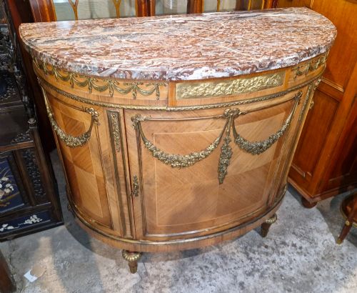 Good Marble Top Demi Lune Side Cabinet.