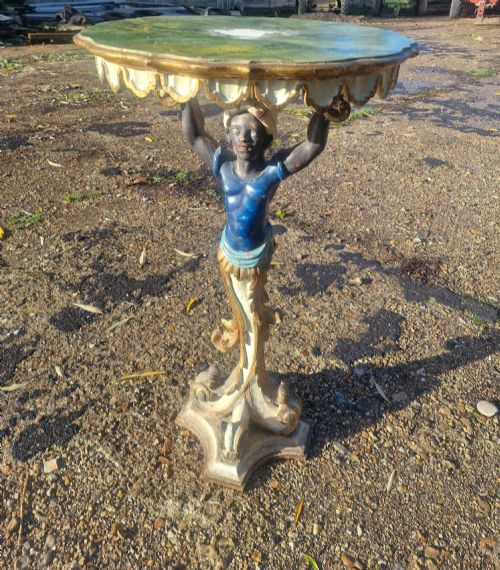 Early 20th Century Painted Italian Carved Blackamoor Stand