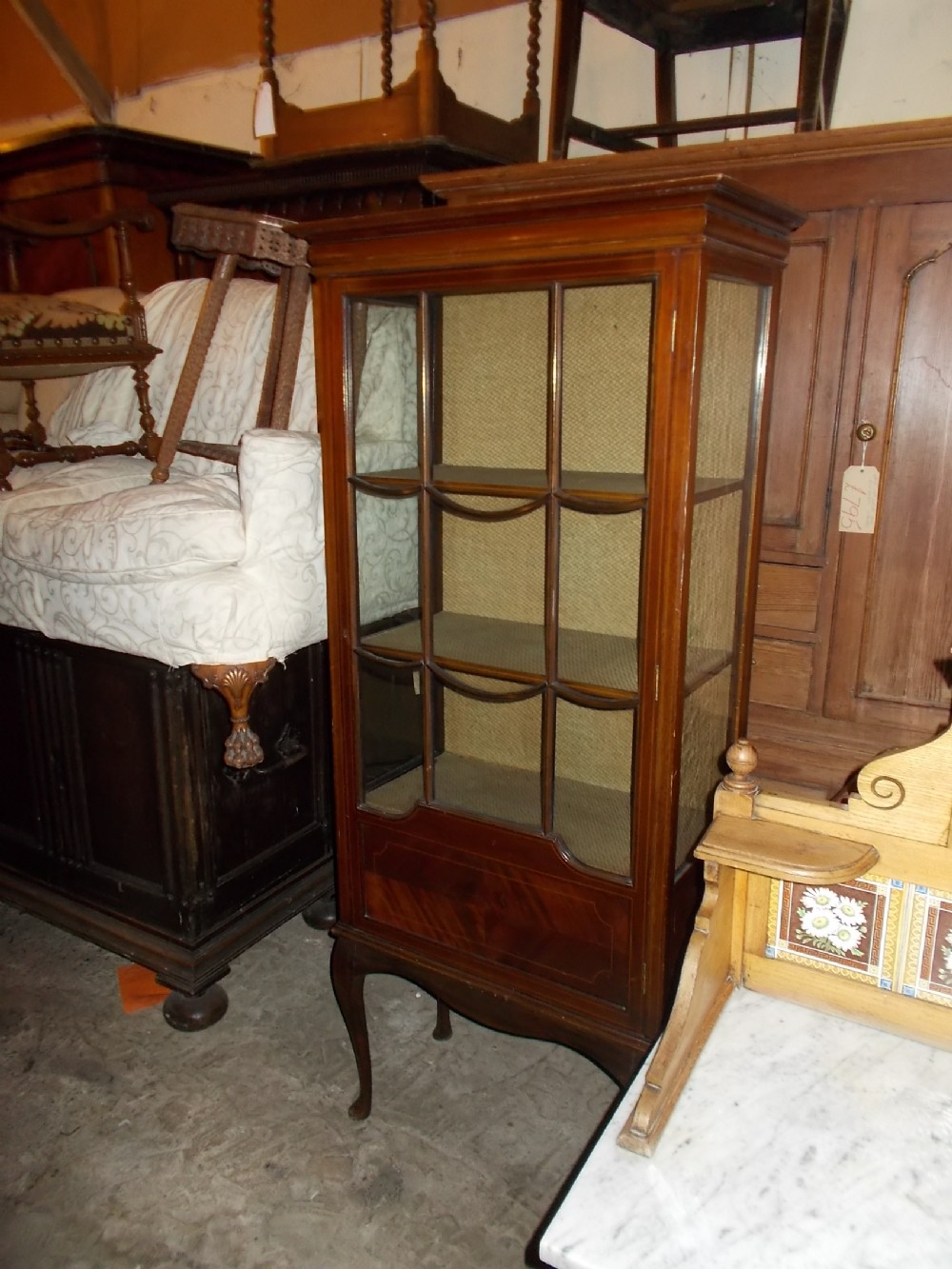 Edwardian inlaid mahogany display cabinet