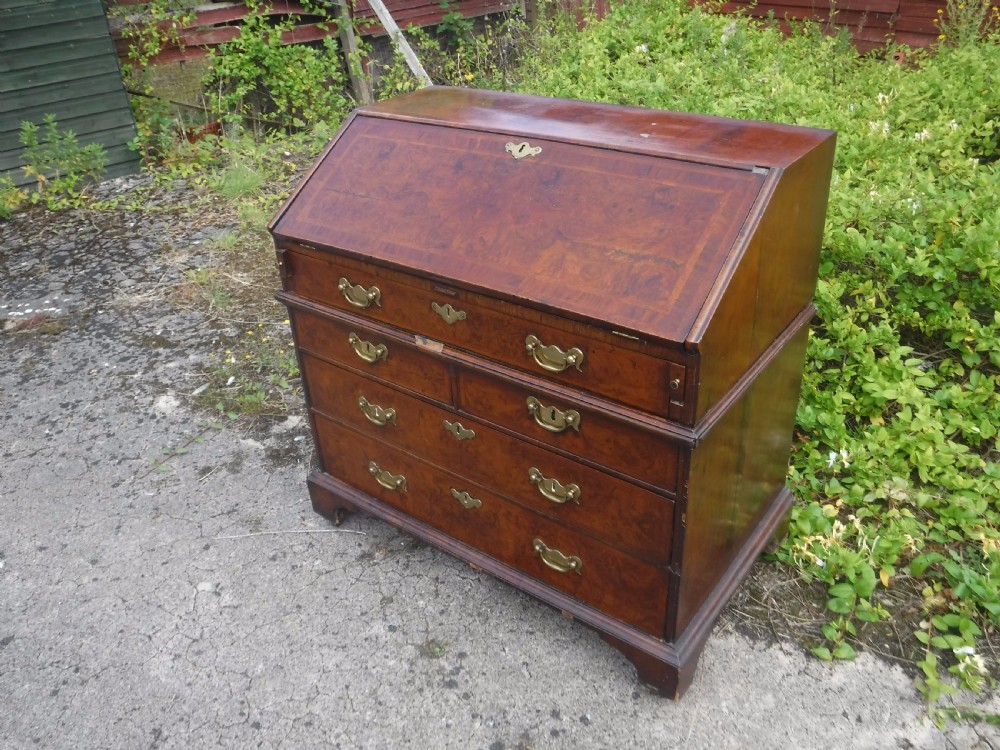 Early 18th century 2 part walnut bureau View VI