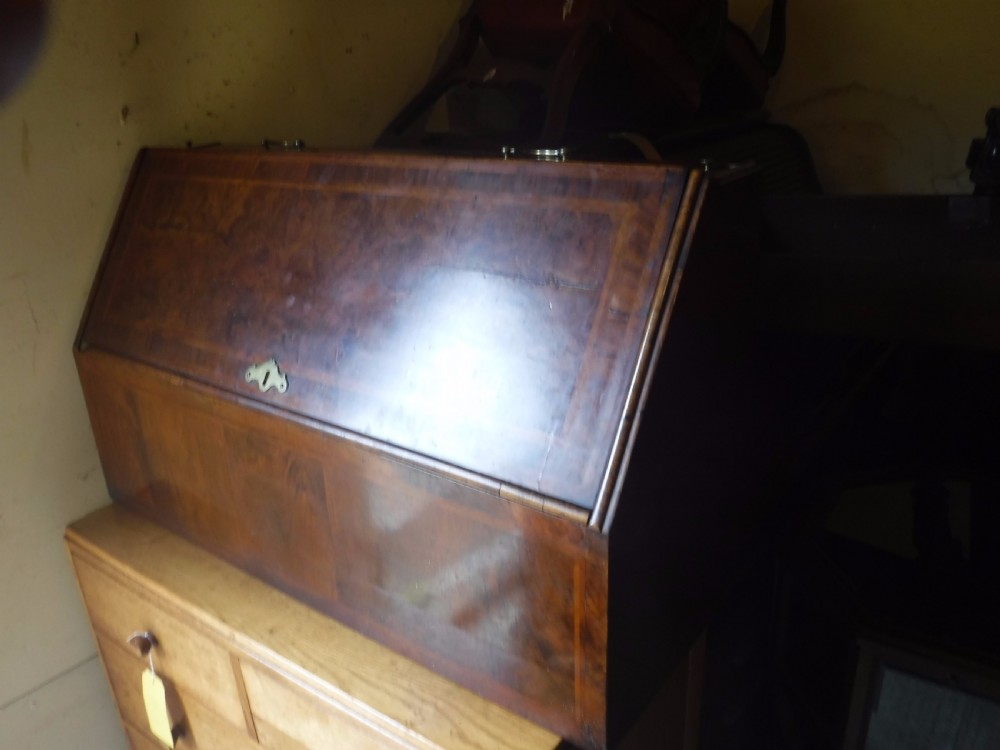 Early 18th century 2 part walnut bureau View X