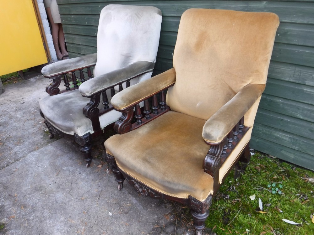 Pair of  good quality mahogany framed library armchairs