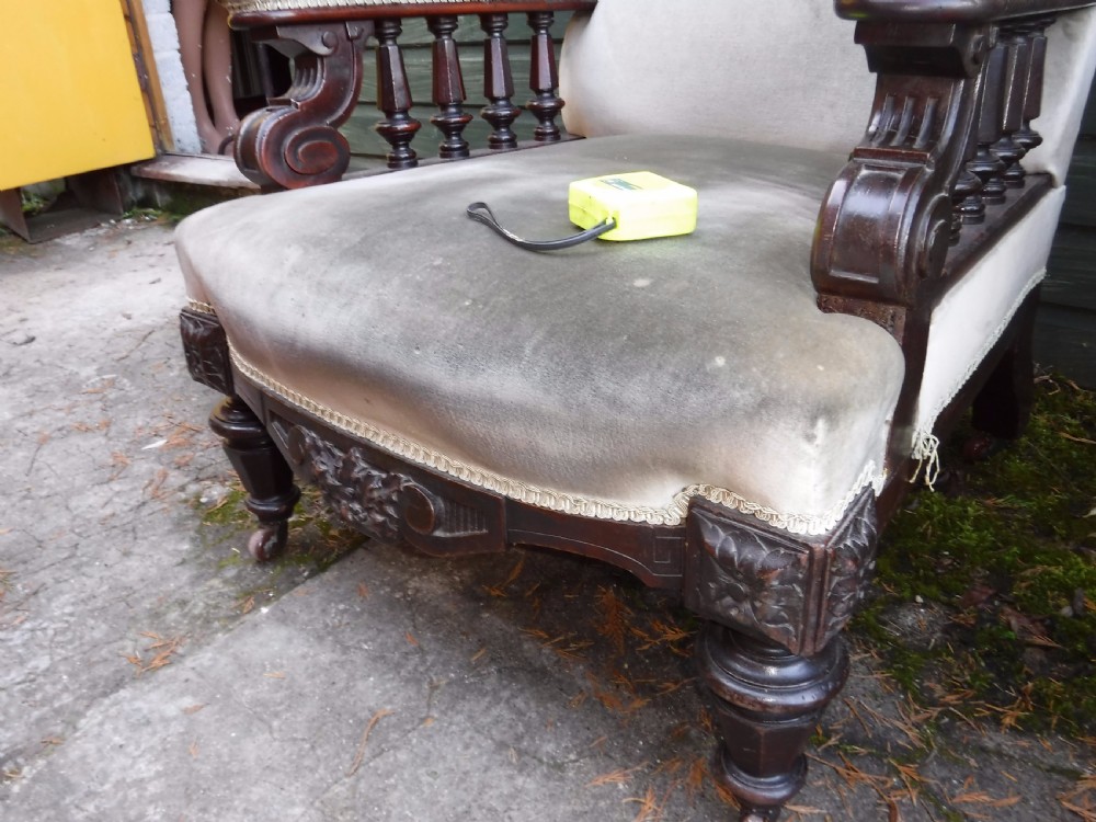 Pair of  good quality mahogany framed library armchairs View VII