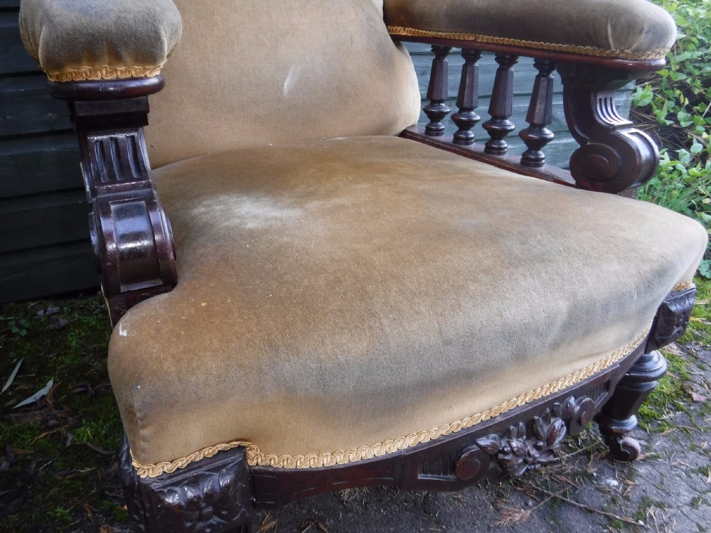 Pair of  good quality mahogany framed library armchairs View VIII