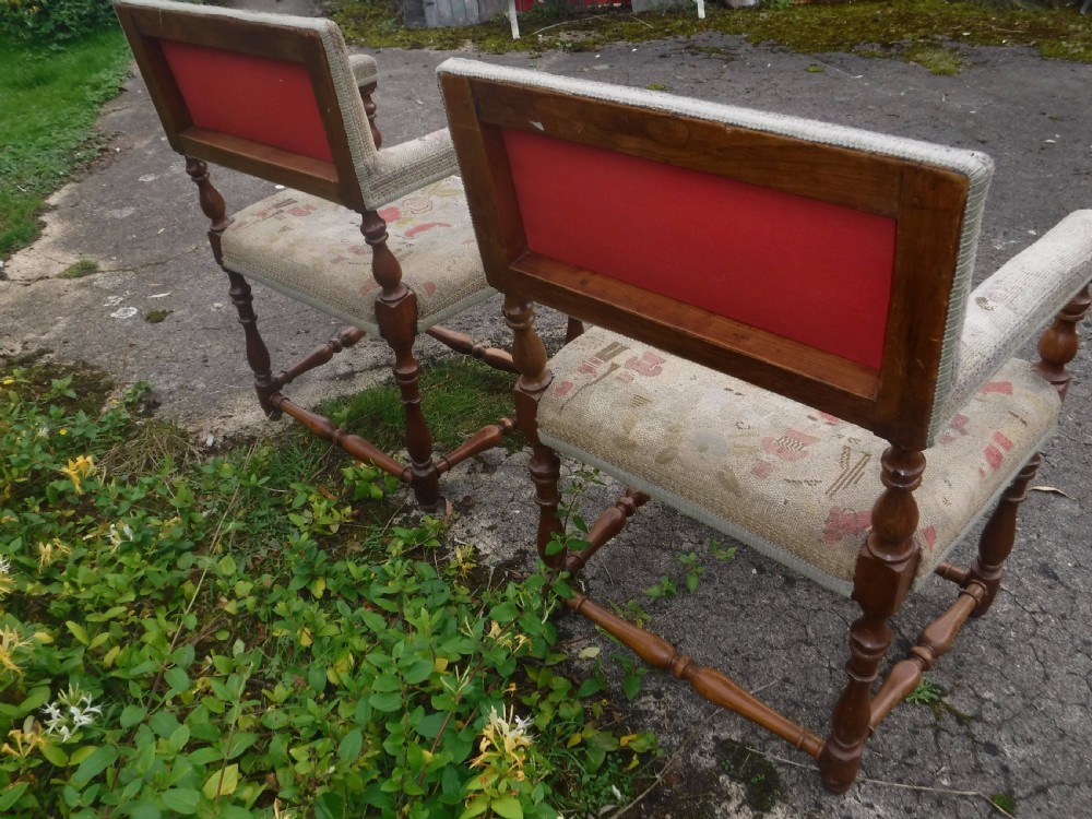 Pair of 19th century country house walnut and fruitwood armchairs View III