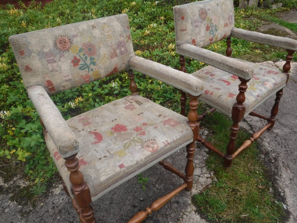 Pair of 19th century country house walnut and fruitwood armchairs View IV