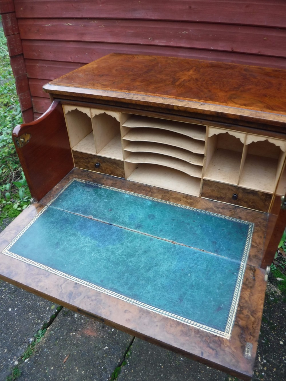 19th century walnut secretaire music cabinet View V