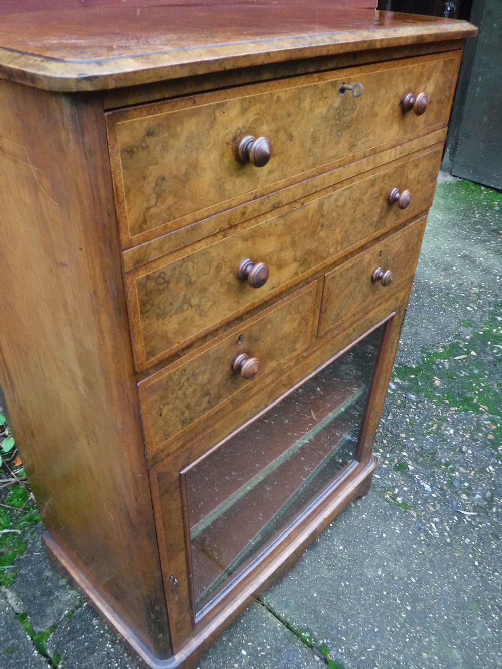 19th century walnut secretaire music cabinet View VII