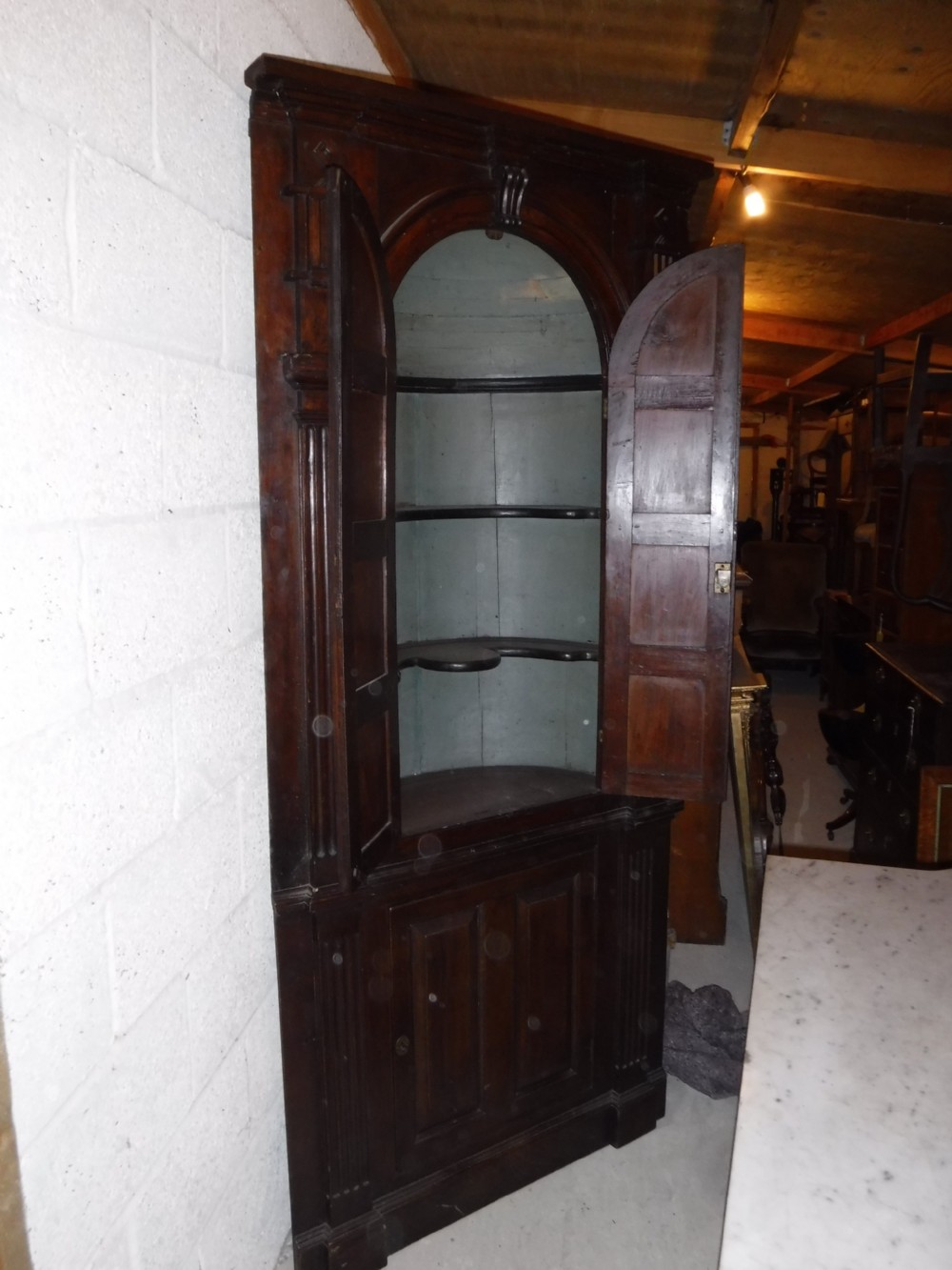 Georgian barrel back corner cabinet View II