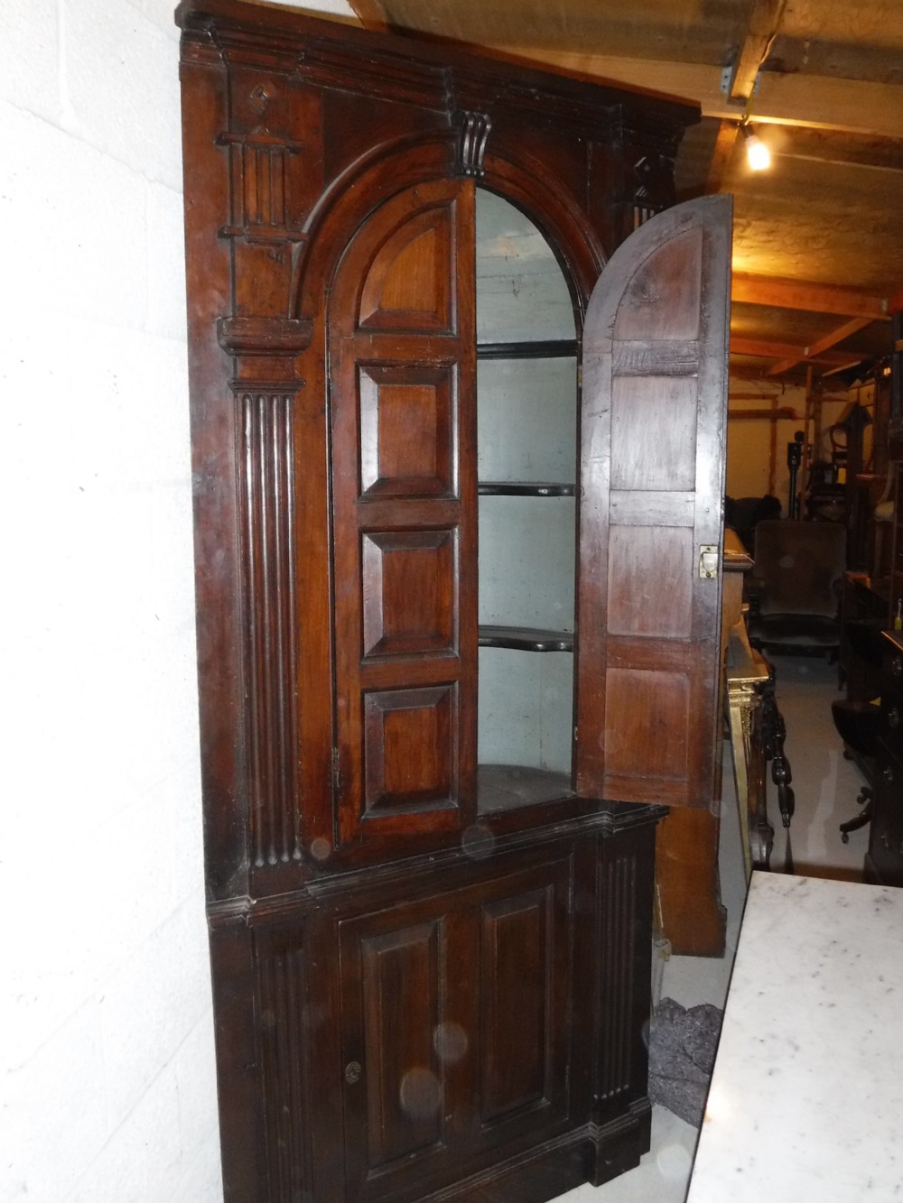 Georgian barrel back corner cabinet View IV