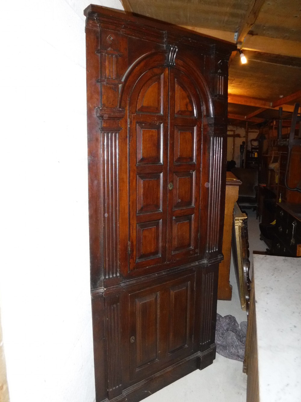 Georgian barrel back corner cabinet