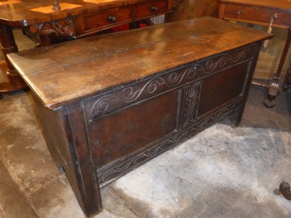 18th century  West Country carved and panelled chest View III