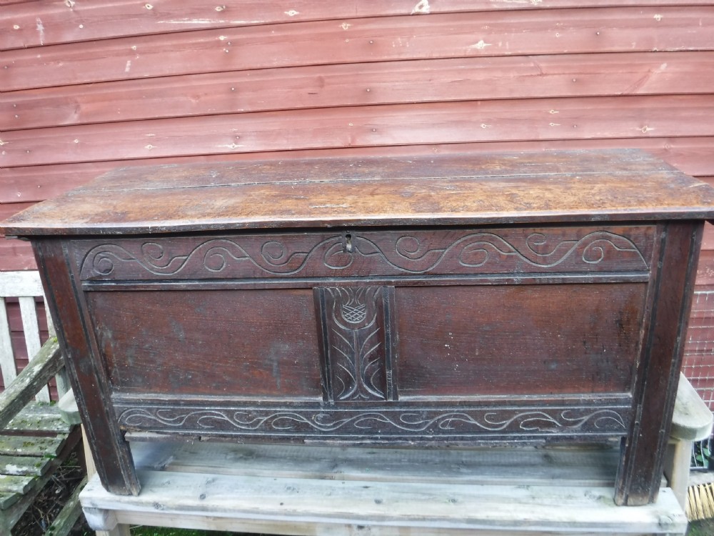 18th century  West Country carved and panelled chest View IV