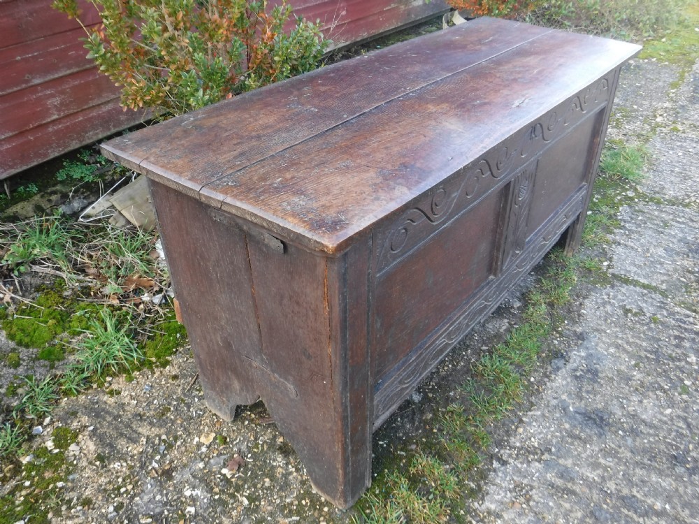 18th century  West Country carved and panelled chest View IX