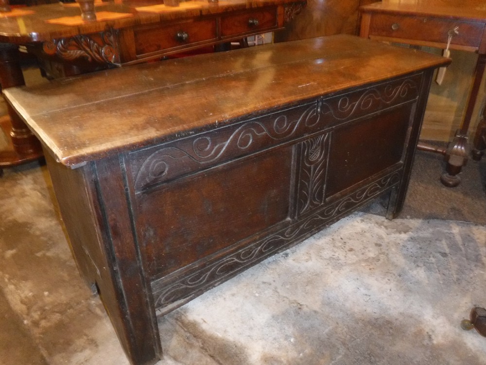 18th century  West Country carved and panelled chest