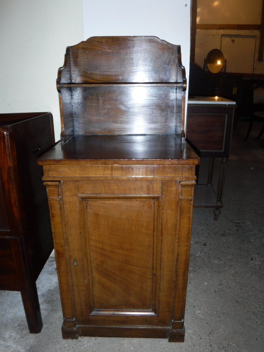 Useful early 19th century figured oak side cabinet