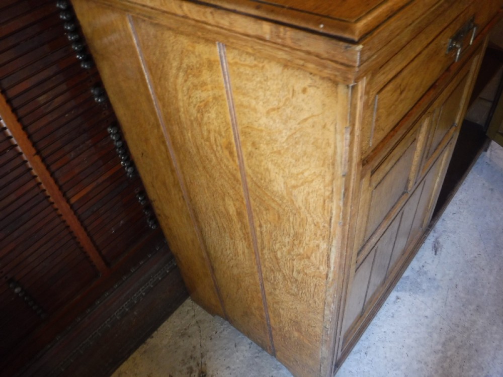 Good clean and practical Late Victorian  light oak bookcase cabinet View VI
