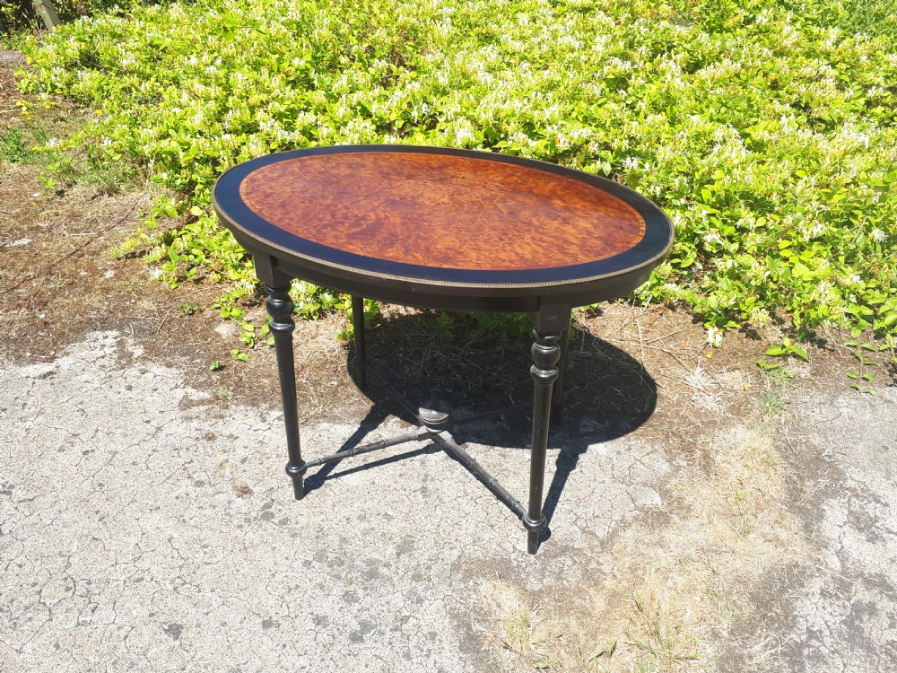 Victorian ebonised and amboyna centre table
