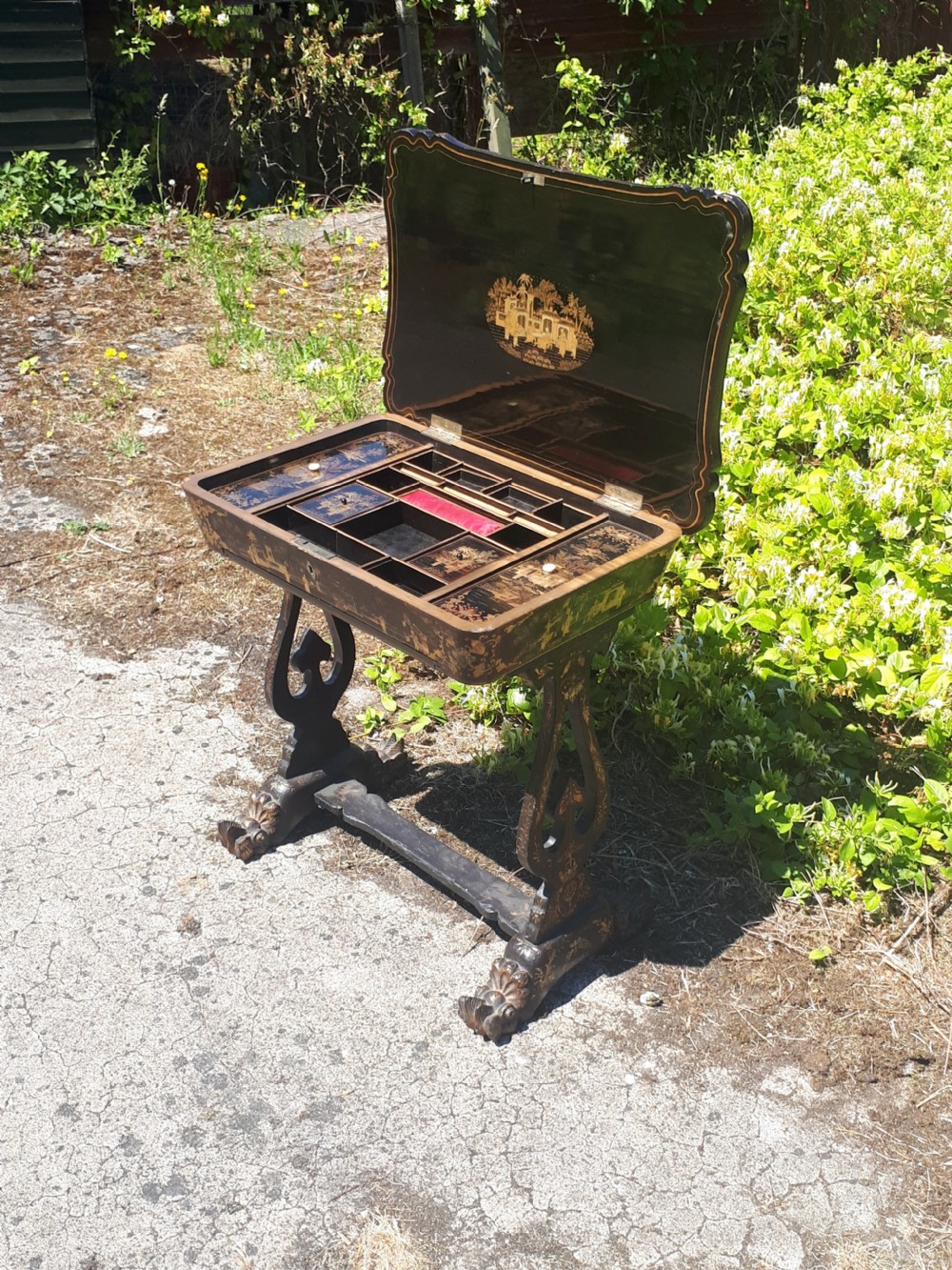 19th century Chinese lacquered table. View II