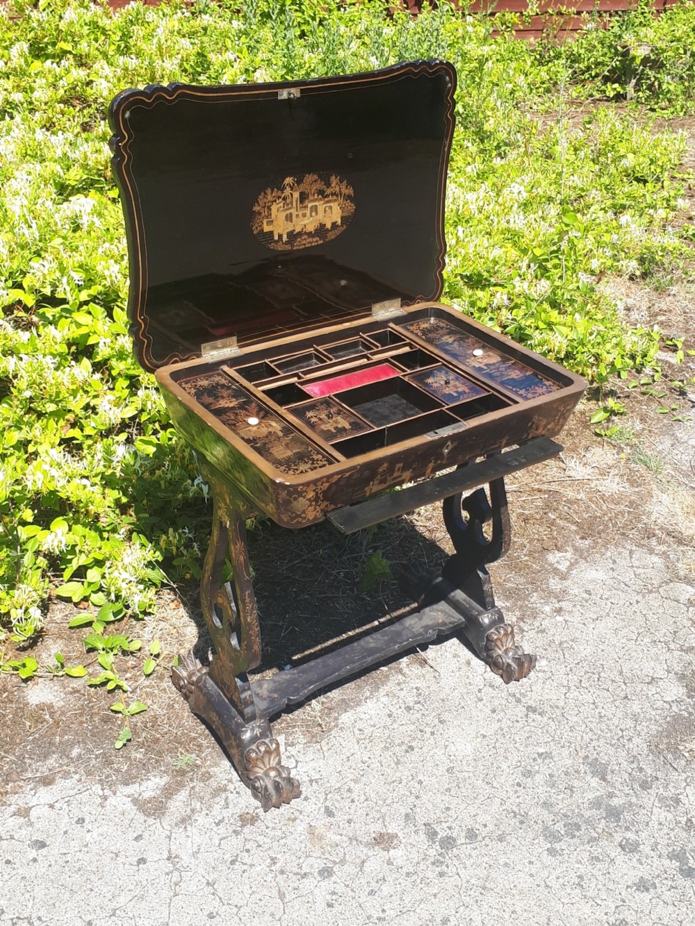 19th century Chinese lacquered table. View V