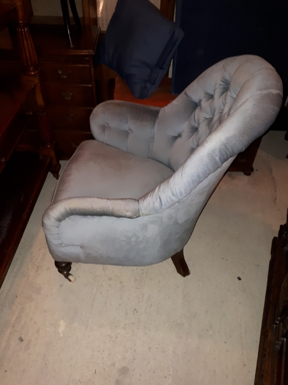 Late 19th century upholstered armchair  View II