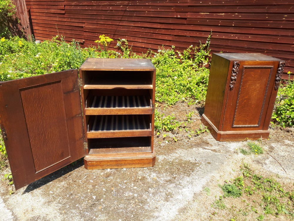 Pair large oak country house hall pedestals View III