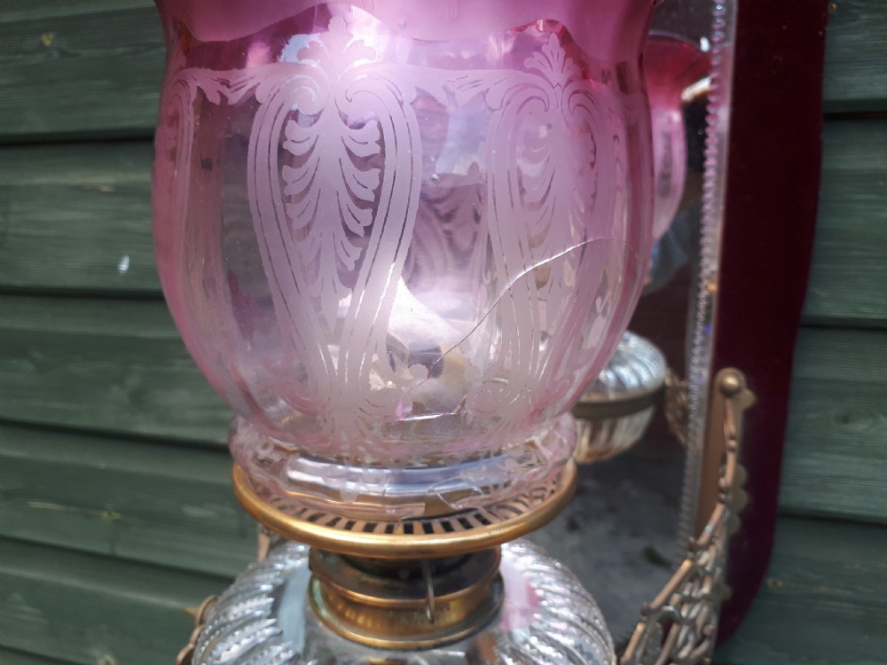 Late 19th century wall mounted mirrored oil lamp View VI