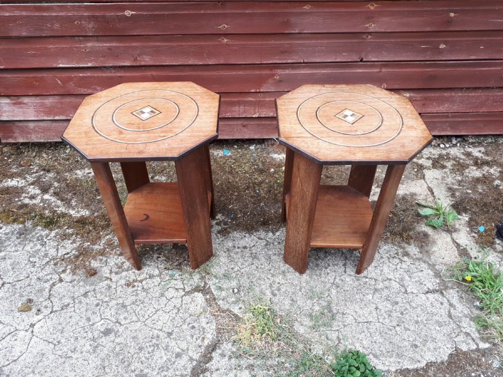 Pair of Art Deco inlaid occasional tables