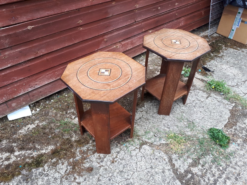 Pair of Art Deco inlaid occasional tables View III