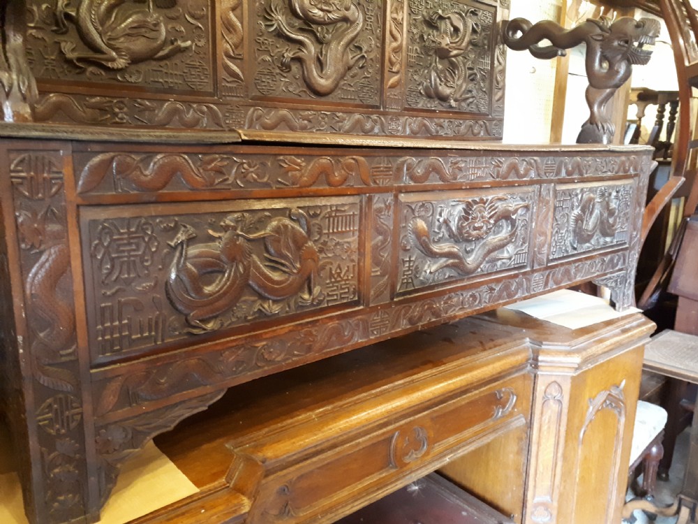 Oriental carved hall seat. View IV