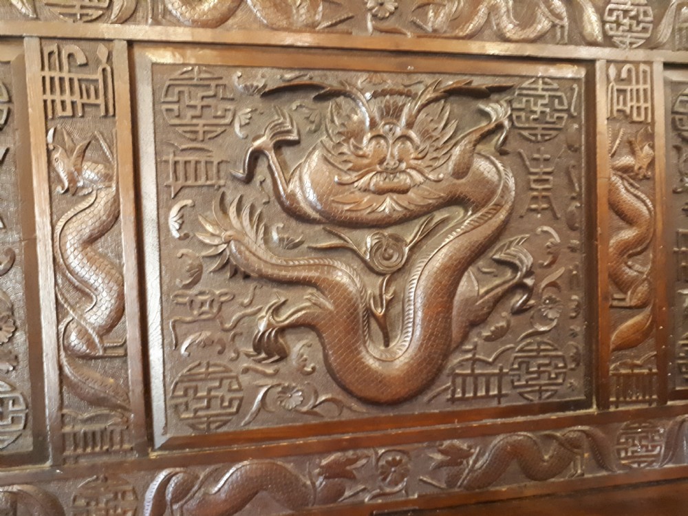 Oriental carved hall seat. View VI