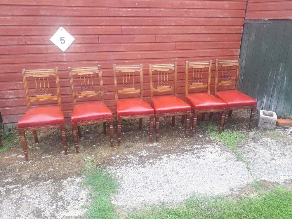 Set of 6 late 19th century oak dining chairs View IV