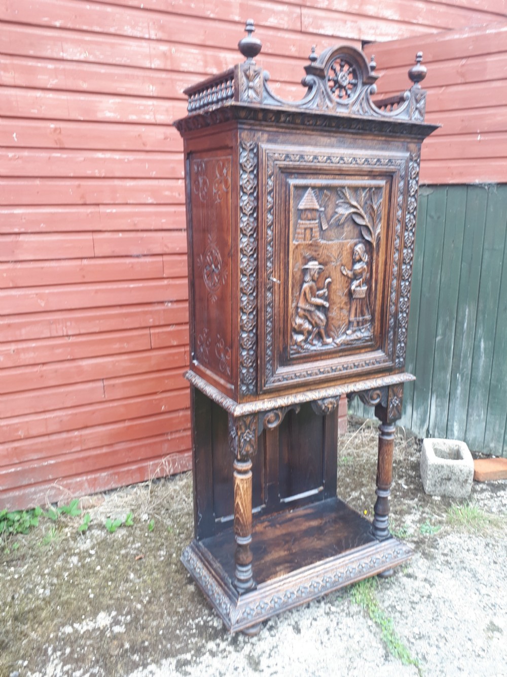 Late 19th century carved hall cupboard