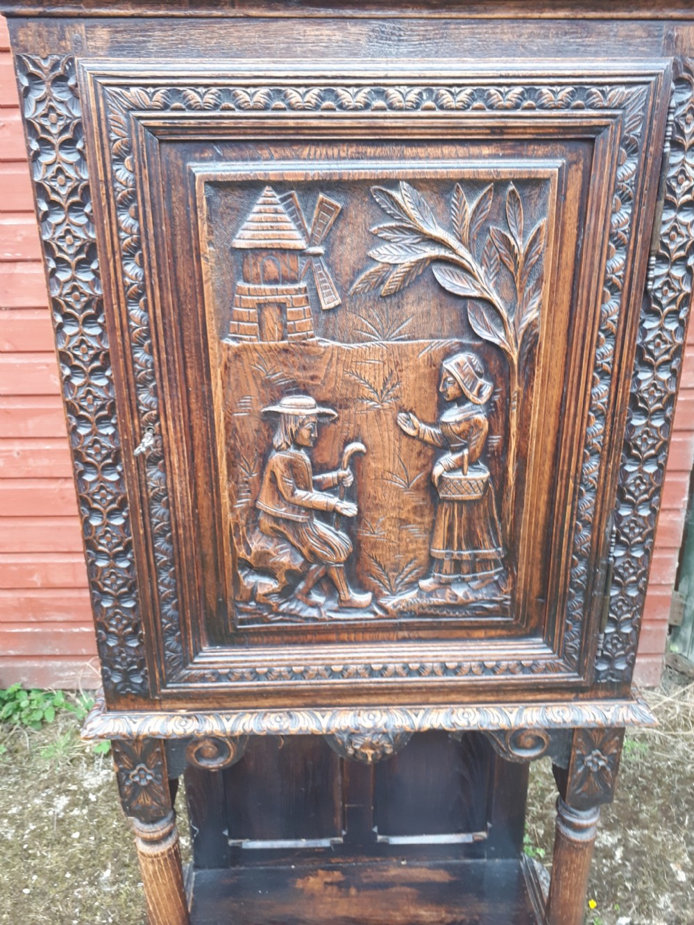 Late 19th century carved hall cupboard View VI
