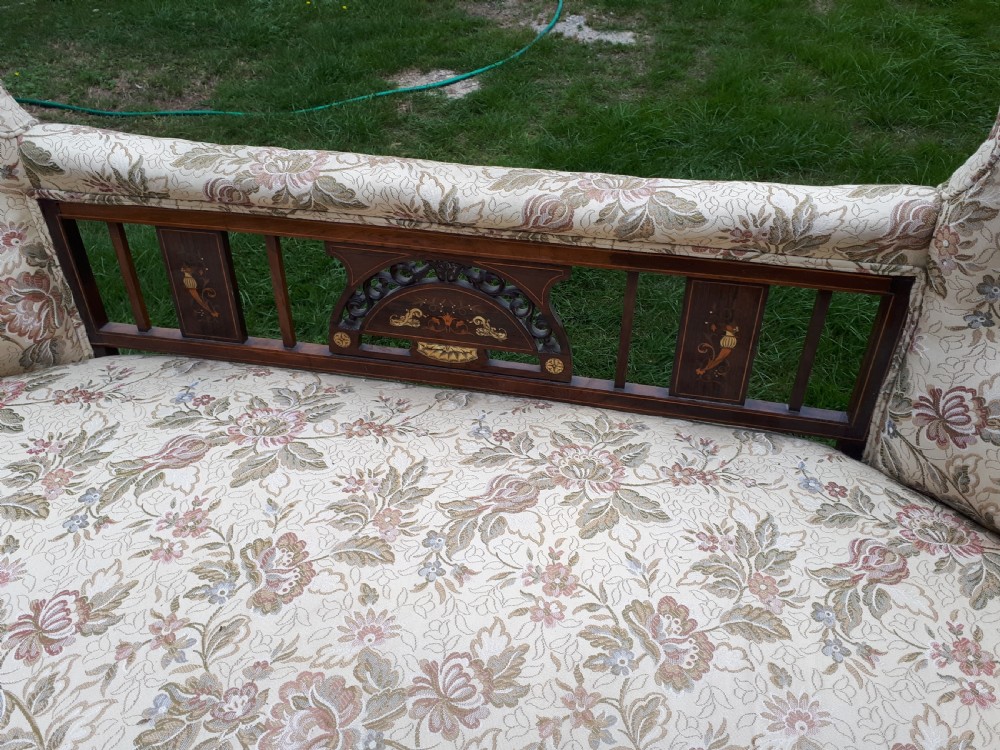 Edwardian inlaid rosewood window settee View III