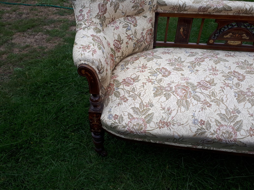 Edwardian inlaid rosewood window settee View IV