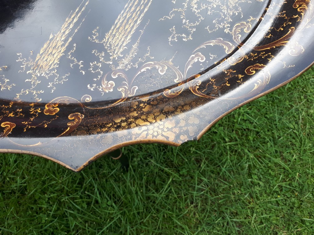 19th century papier mache tray on stand. View VII