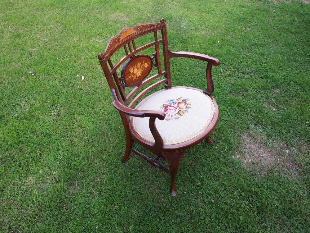 Pretty inlaid Edwardian bedroom chair View II
