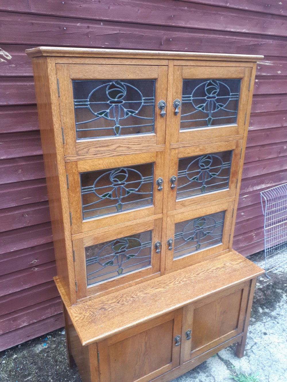 Early 20thcentury oak leaded glazed cabinet View II