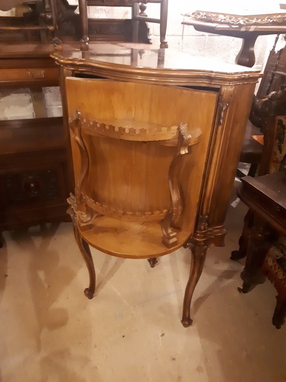Early 20th century walnut revolving door drinks cabinet View II