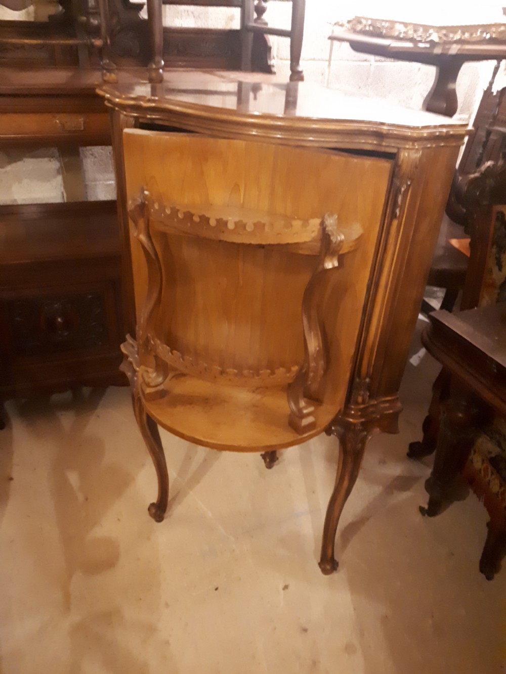 Early 20th century walnut revolving door drinks cabinet View IV
